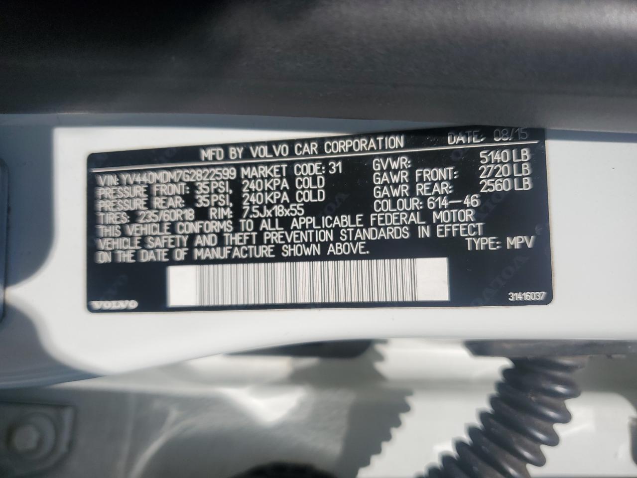 2016 Volvo Xc60 T5 Platinum VIN: YV440MDM7G2822599 Lot: 70545965