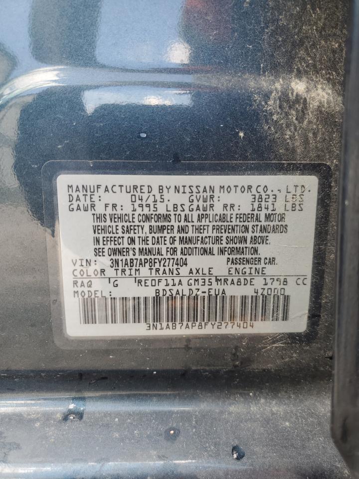 2015 Nissan Sentra S VIN: 3N1AB7AP8FY277404 Lot: 68034885