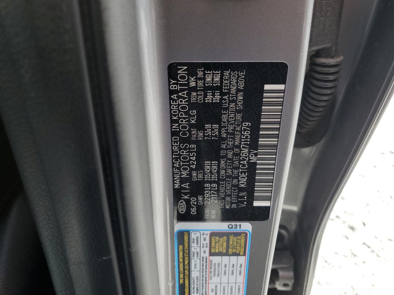 2021 Kia Seltos Sx VIN: KNDETCA26M7115679 Lot: 68702325