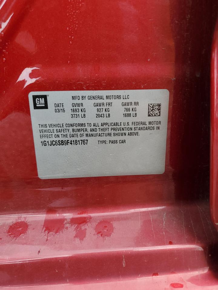 2015 Chevrolet Sonic Lt VIN: 1G1JC6SB9F4181767 Lot: 69194195