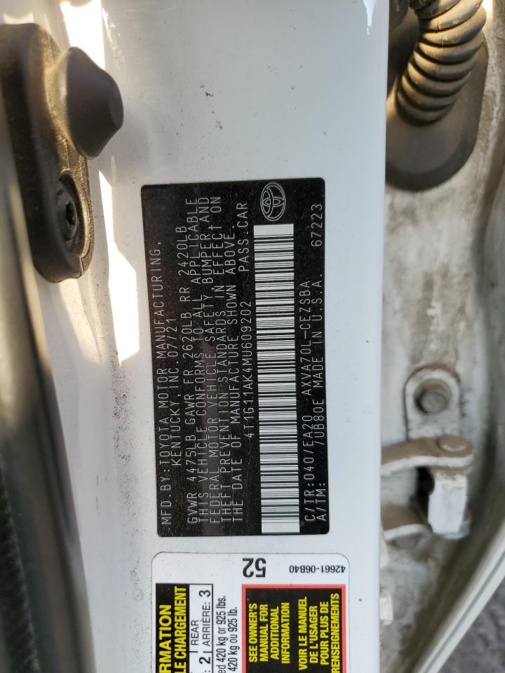2021 Toyota Camry Se VIN: 4T1G11AK4MU609202 Lot: 67975545