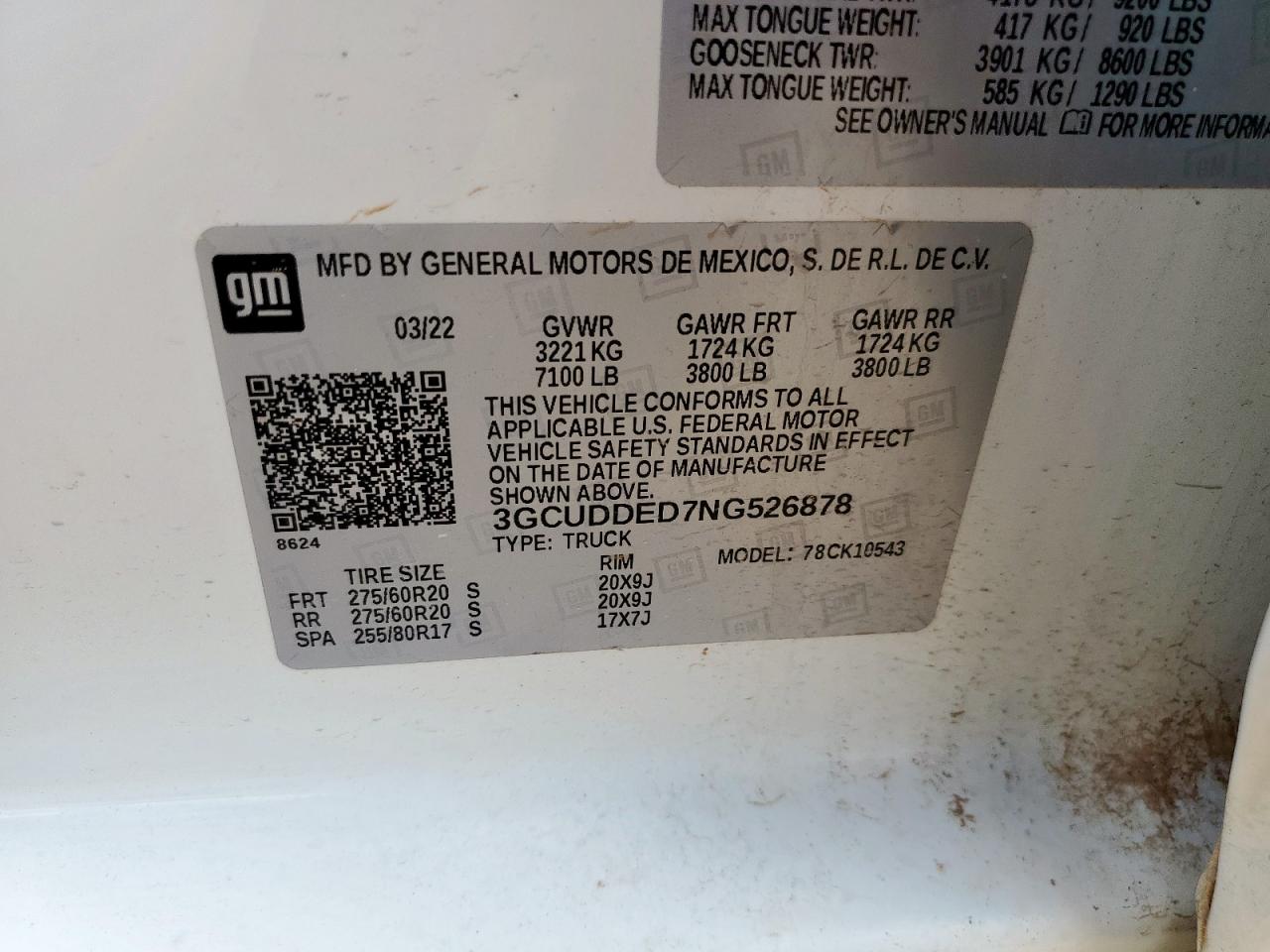 2022 Chevrolet Silverado K1500 Lt VIN: 3GCUDDED7NG526878 Lot: 69361275