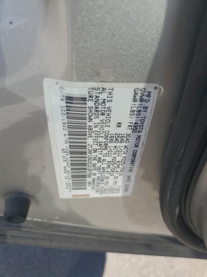 2001 Lexus Rx 300 VIN: JTJHF10U310187386 Lot: 68220335