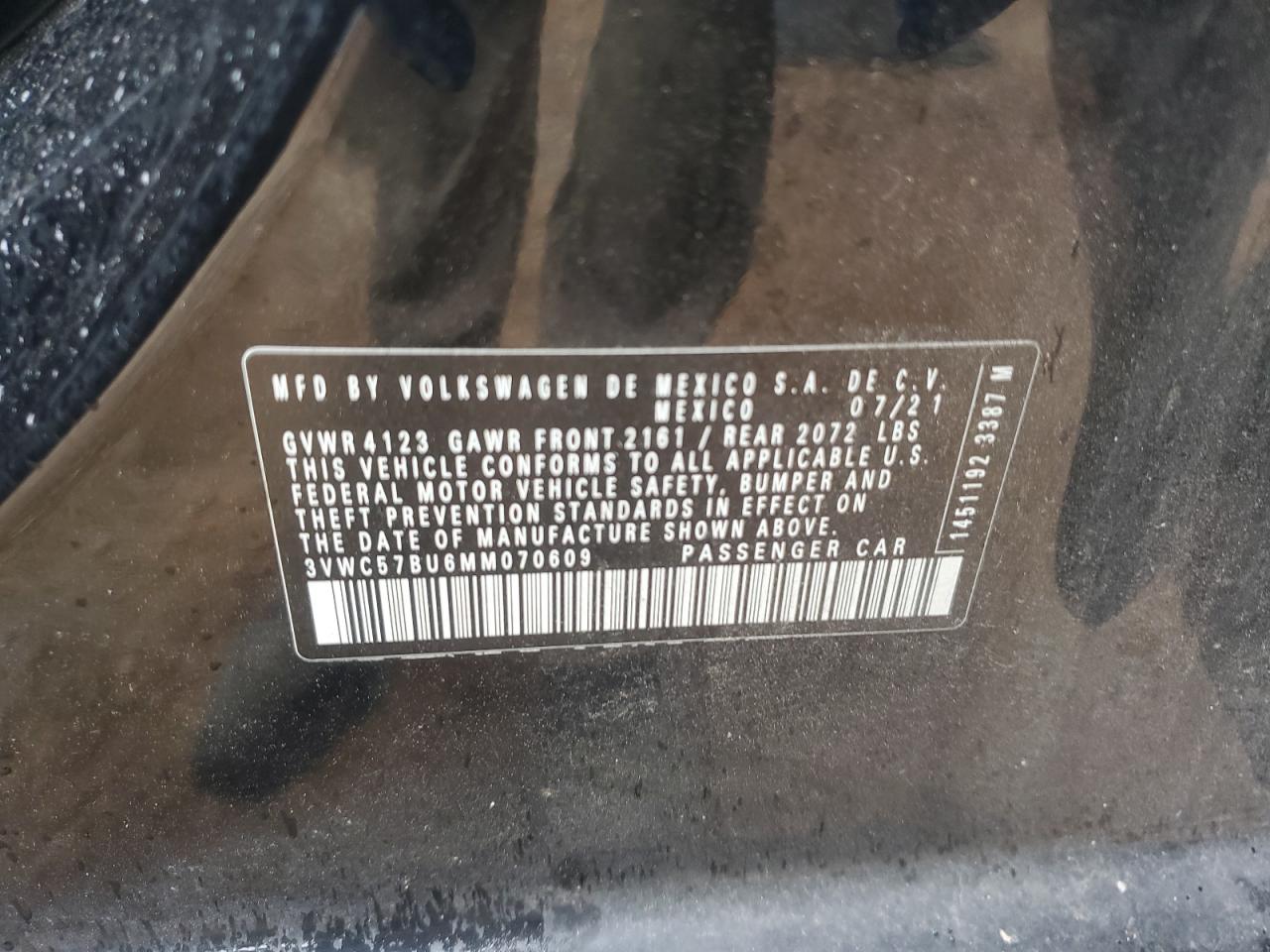 2021 Volkswagen Jetta S VIN: 3VWC57BU6MM070609 Lot: 69318065