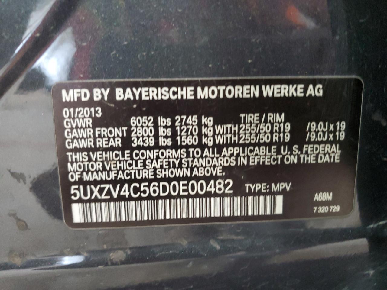 5UXZV4C56D0E00482 2013 BMW X5 xDrive35I