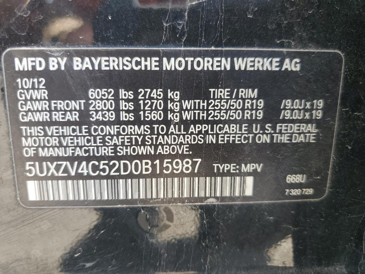 2013 BMW X5 xDrive35I VIN: 5UXZV4C52D0B15987 Lot: 68884155