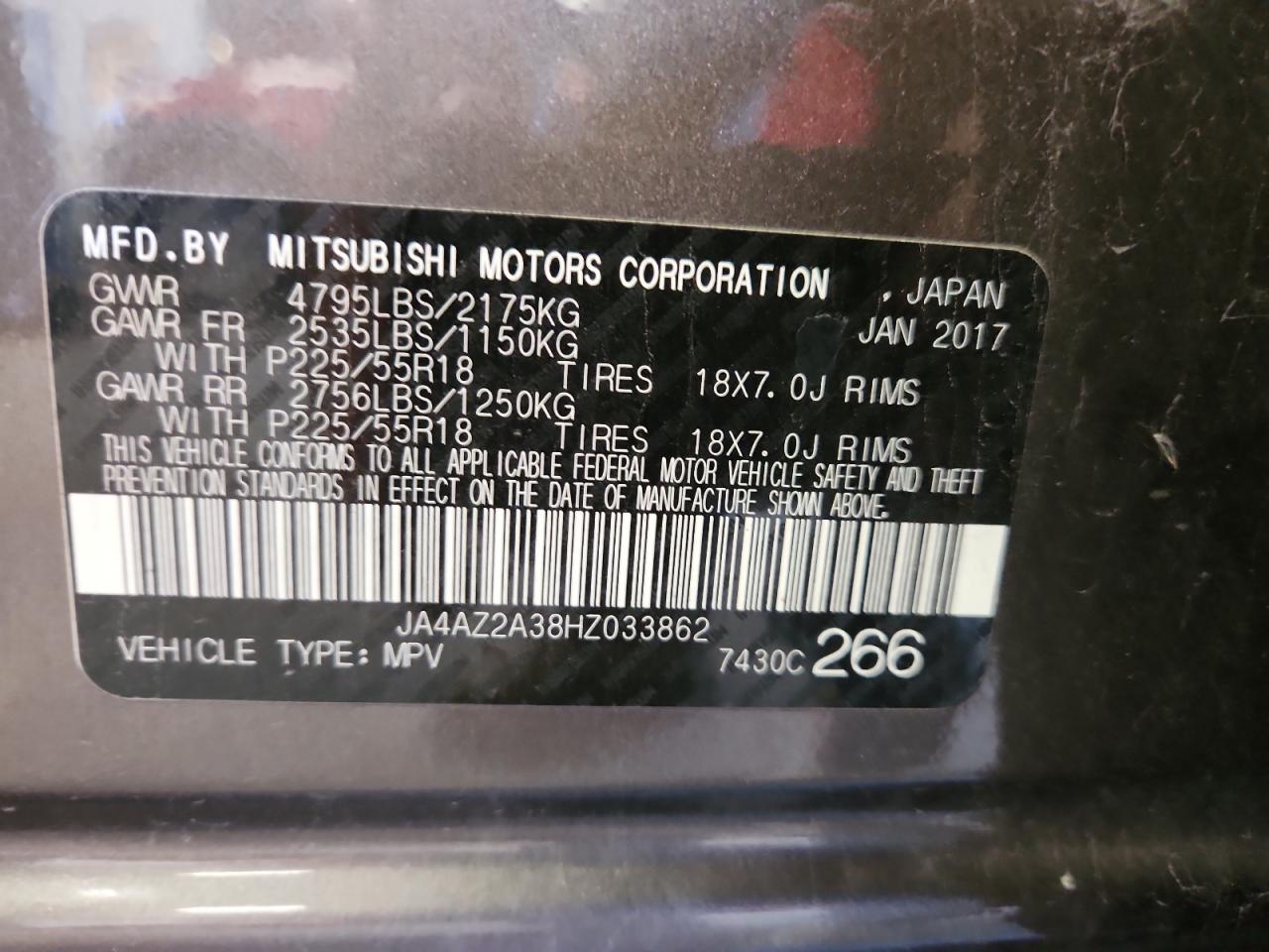 2017 Mitsubishi Outlander Es VIN: JA4AZ2A38HZ033862 Lot: 70063615