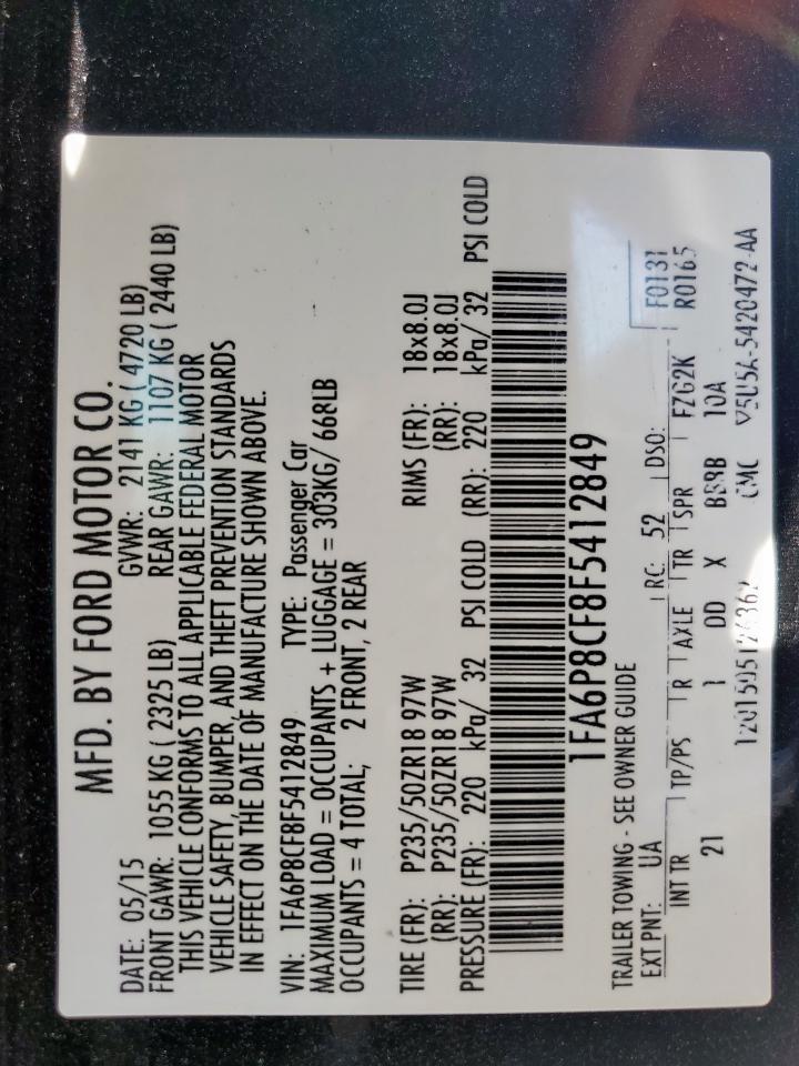 2015 Ford Mustang Gt VIN: 1FA6P8CF8F5412849 Lot: 67717705