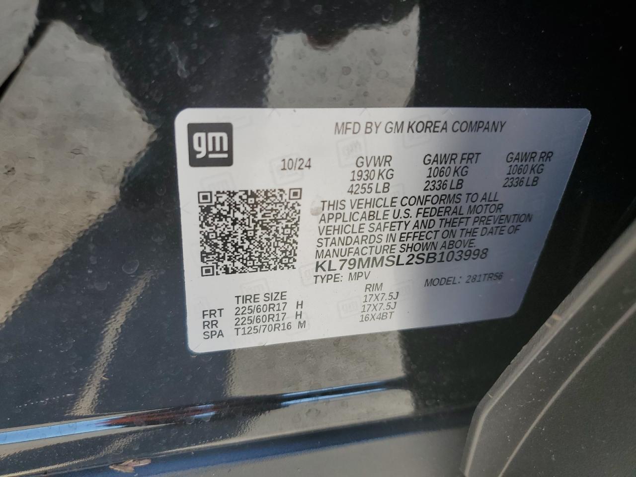 2025 Chevrolet Trailblazer Ls VIN: KL79MMSL2SB103998 Lot: 69026725