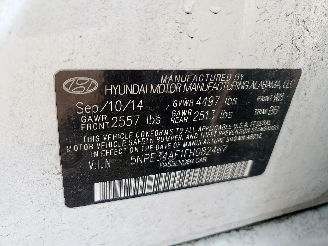 2015 Hyundai Sonata Sport VIN: 5NPE34AF1FH082467 Lot: 85545135