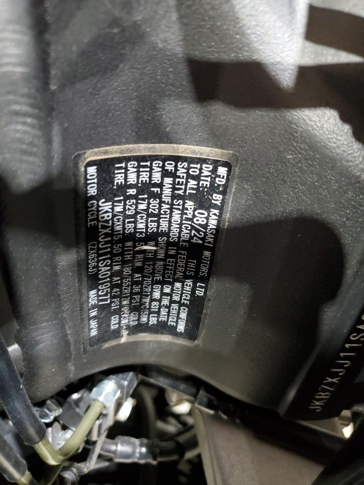 2025 Kawasaki Zx636 K VIN: JKBZXJJ11SA019577 Lot: 70573205