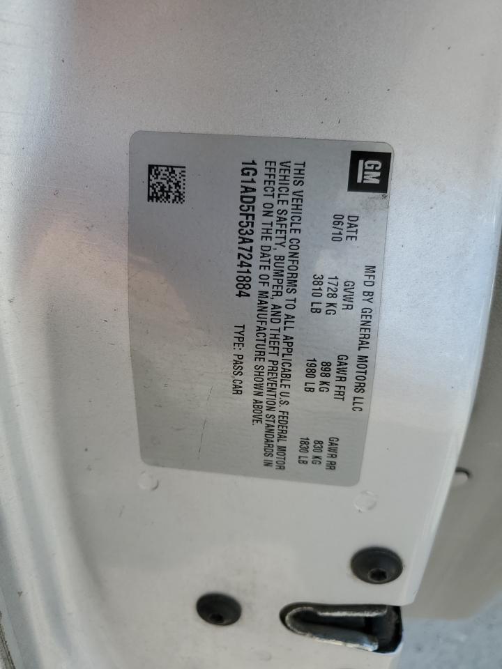 2010 Chevrolet Cobalt 1Lt VIN: 1G1AD5F53A7241884 Lot: 70979465