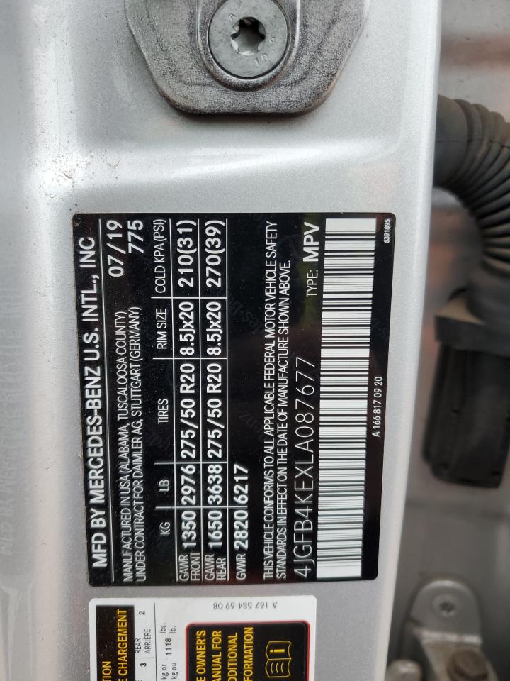 2020 Mercedes-Benz Gle 350 4Matic VIN: 4JGFB4KEXLA087677 Lot: 70319685