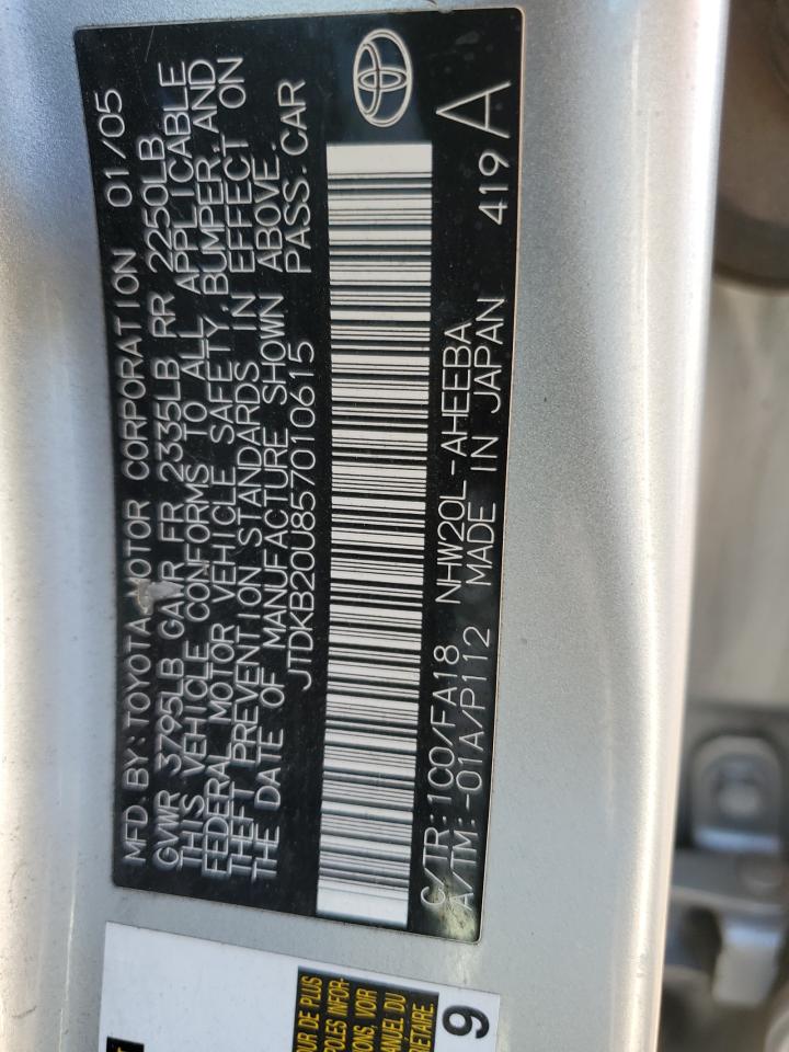 2005 Toyota Prius VIN: JTDKB20U857010615 Lot: 69216985