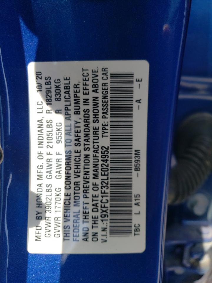 2020 Honda Civic Ex VIN: 19XFC1F32LE024952 Lot: 69190995
