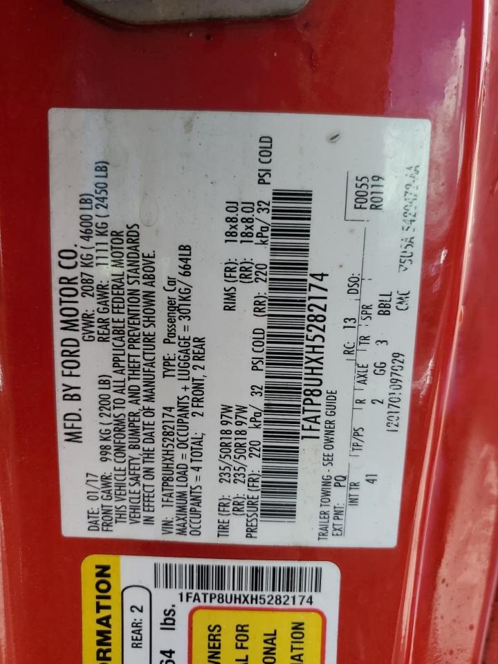 2017 Ford Mustang VIN: 1FATP8UHXH5282174 Lot: 68703935