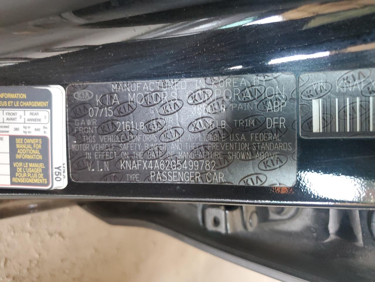 2016 Kia Forte Lx VIN: KNAFX4A62G5499782 Lot: 69448495