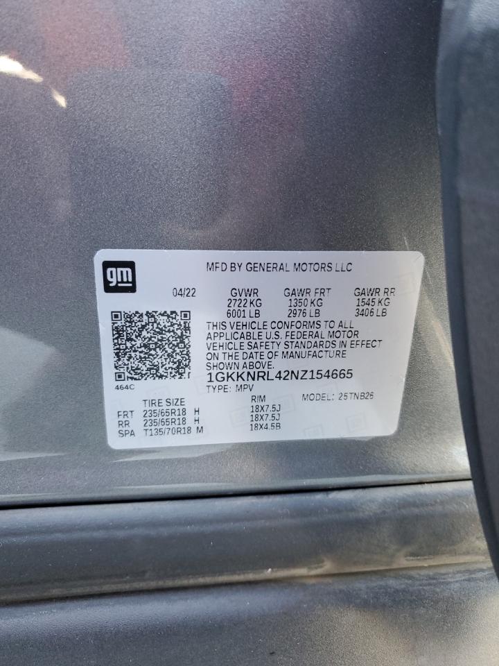 2022 GMC Acadia Sle VIN: 1GKKNRL42NZ154665 Lot: 70307215