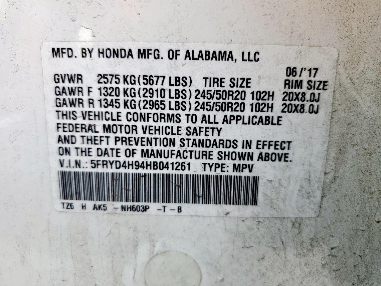 2017 Acura Mdx Advance VIN: 5FRYD4H94HB041261 Lot: 67681095