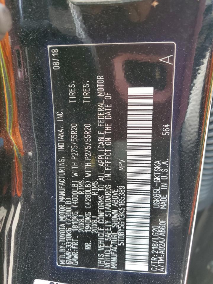 2019 Toyota Sequoia Sr5 VIN: 5TDBY5G13KS165389 Lot: 69842855