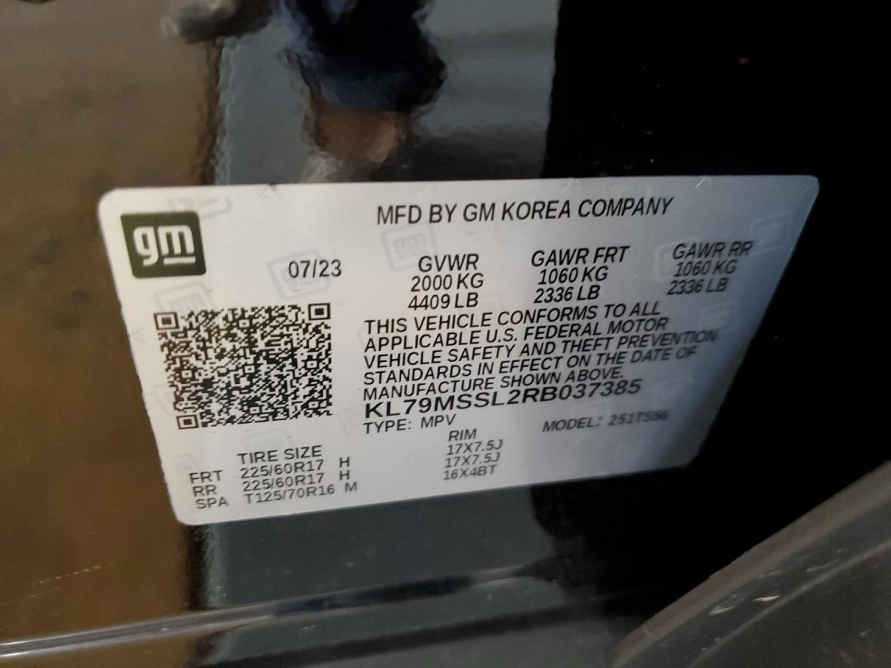 2024 Chevrolet Trailblazer Activ VIN: KL79MSSL2RB037385 Lot: 69246355