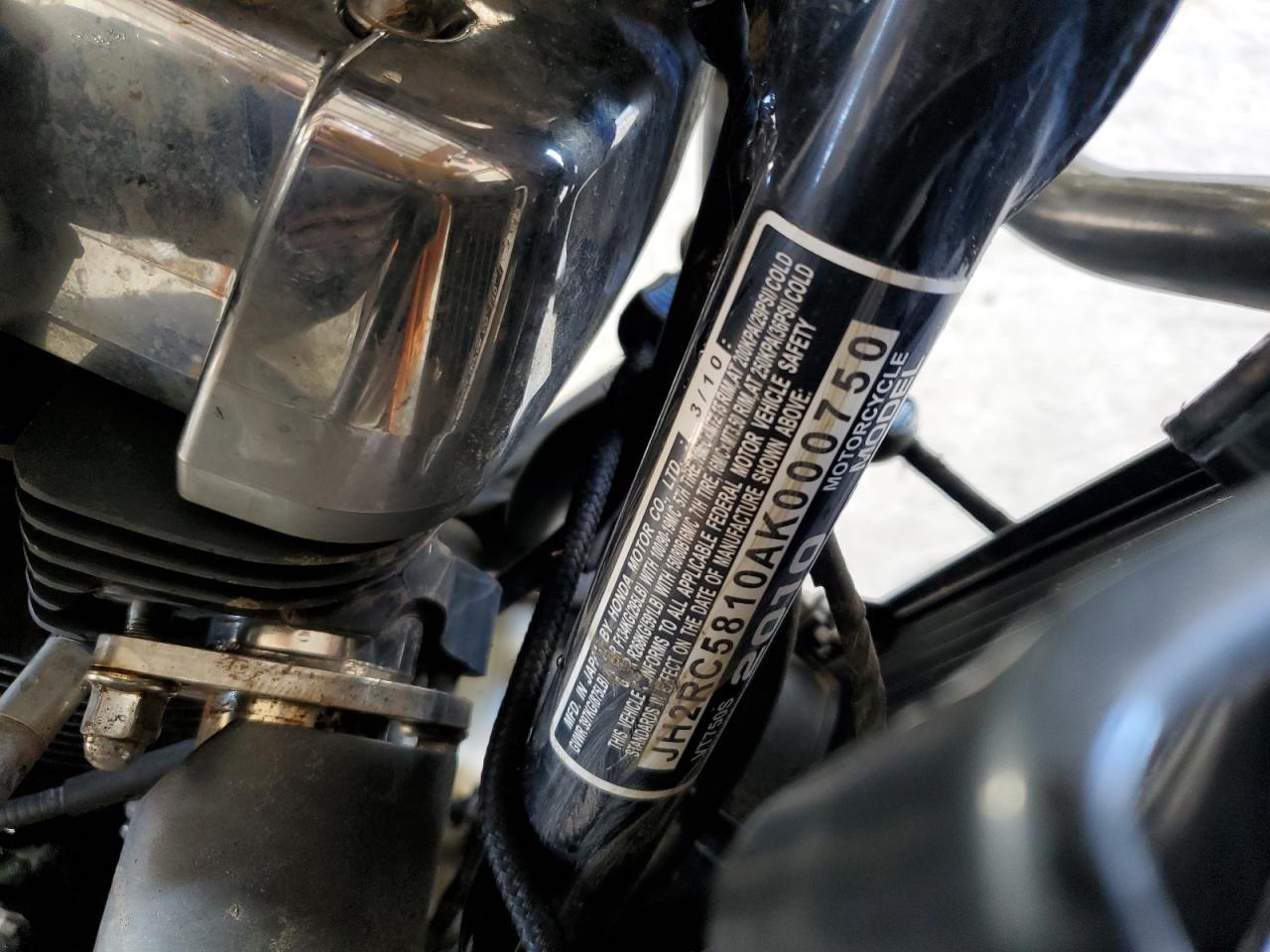 2010 Honda Vt750 S VIN: JH2RC5810AK000750 Lot: 69830225