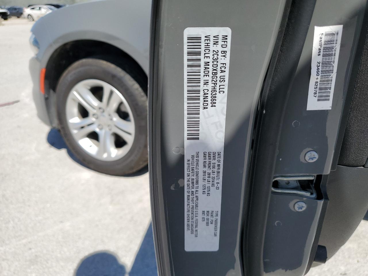 2023 Dodge Charger Sxt VIN: 2C3CDXBG2PH638684 Lot: 70153435