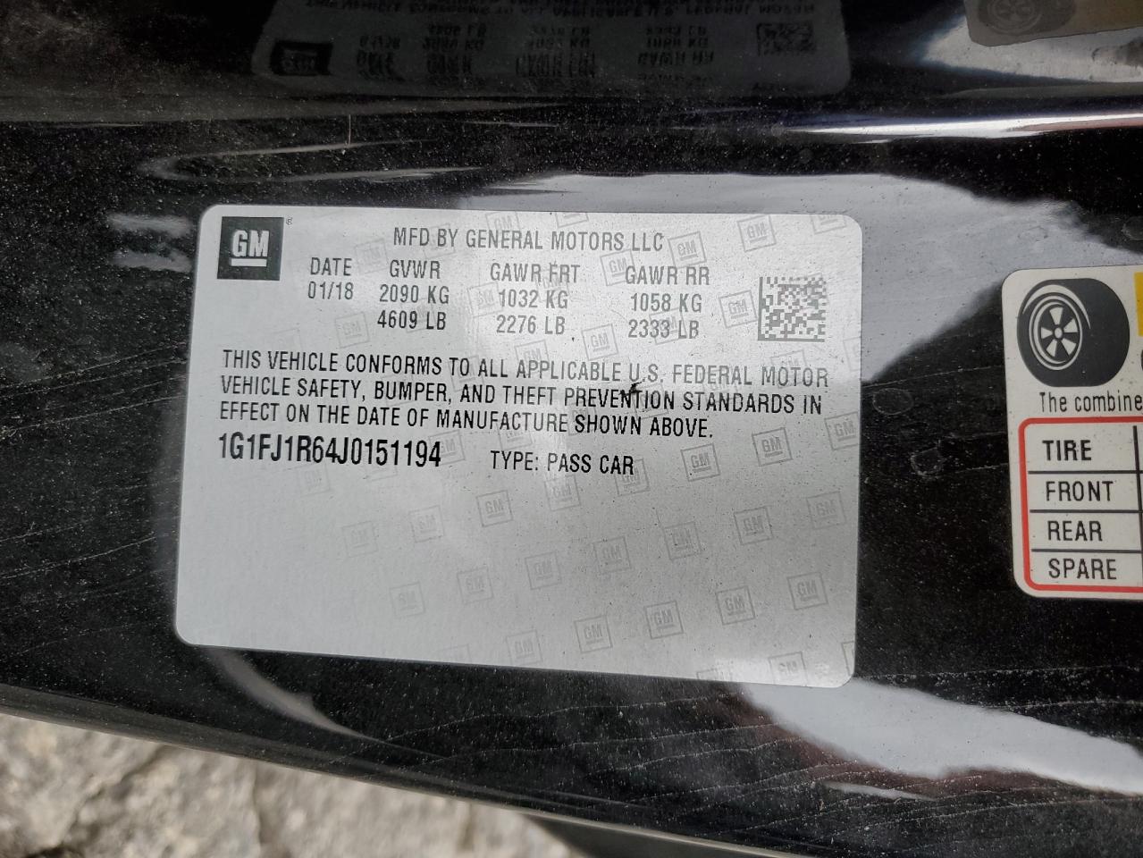 2018 Chevrolet Camaro Zl1 VIN: 1G1FJ1R64J0151194 Lot: 70004015