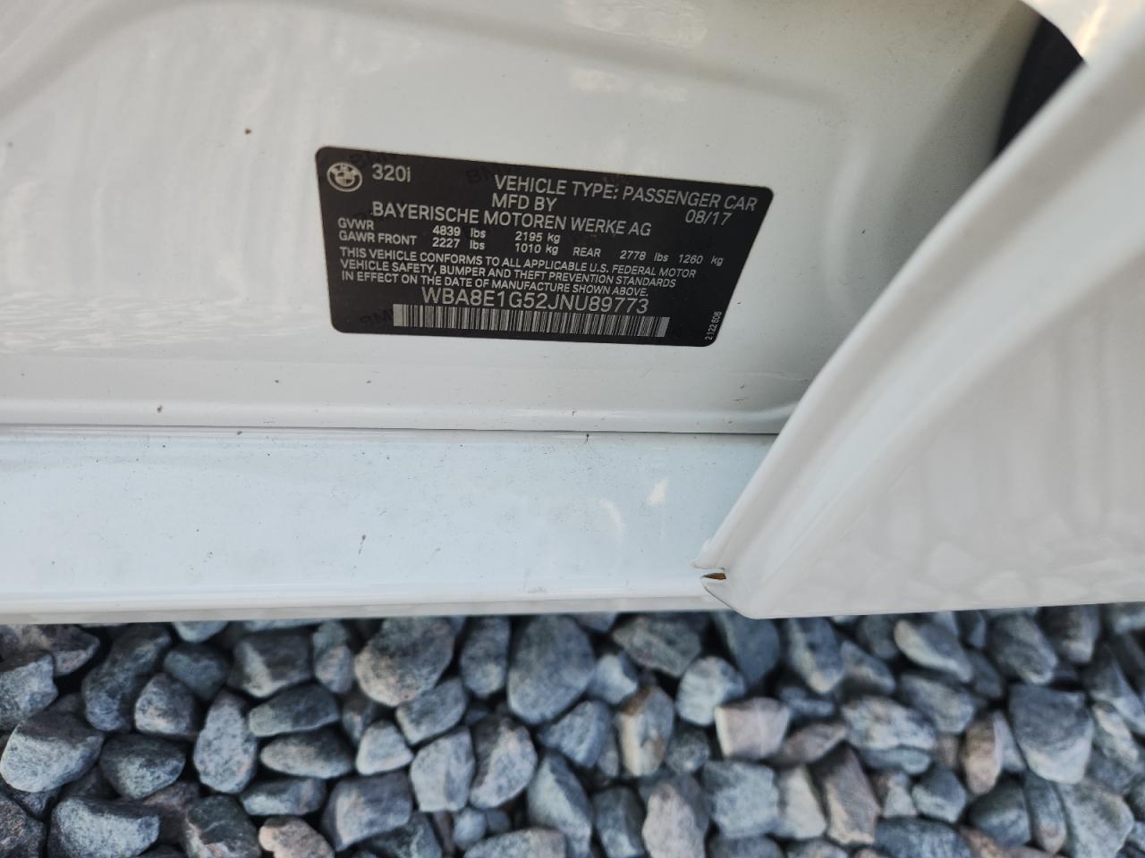 2018 BMW 320 I VIN: WBA8E1G52JNU89773 Lot: 69499455