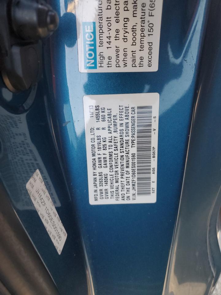 2014 Honda Cr-Z Ex VIN: JHMZF1D60ES001590 Lot: 69495465