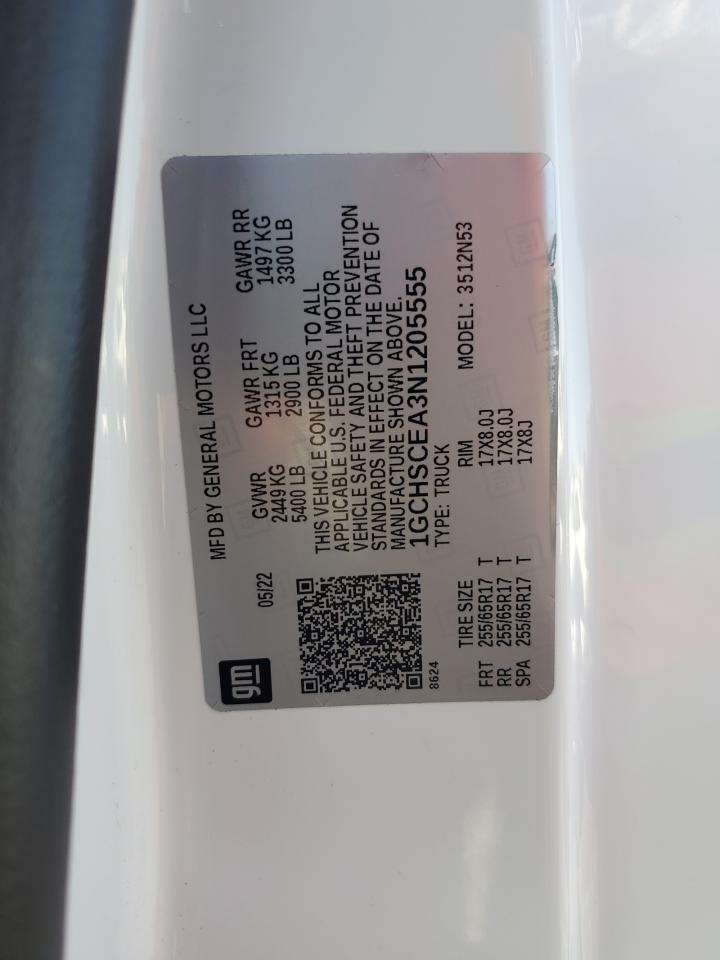 2022 Chevrolet Colorado Lt VIN: 1GCHSCEA3N1205555 Lot: 70394625