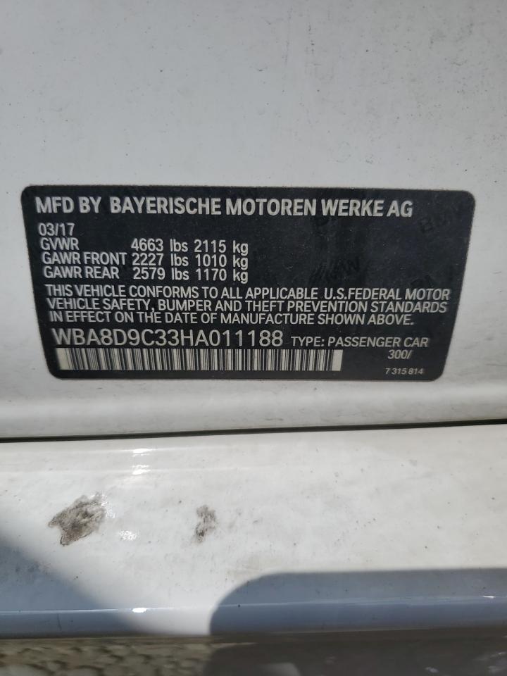 2017 BMW 330 Xi VIN: WBA8D9C33HA011188 Lot: 69390965
