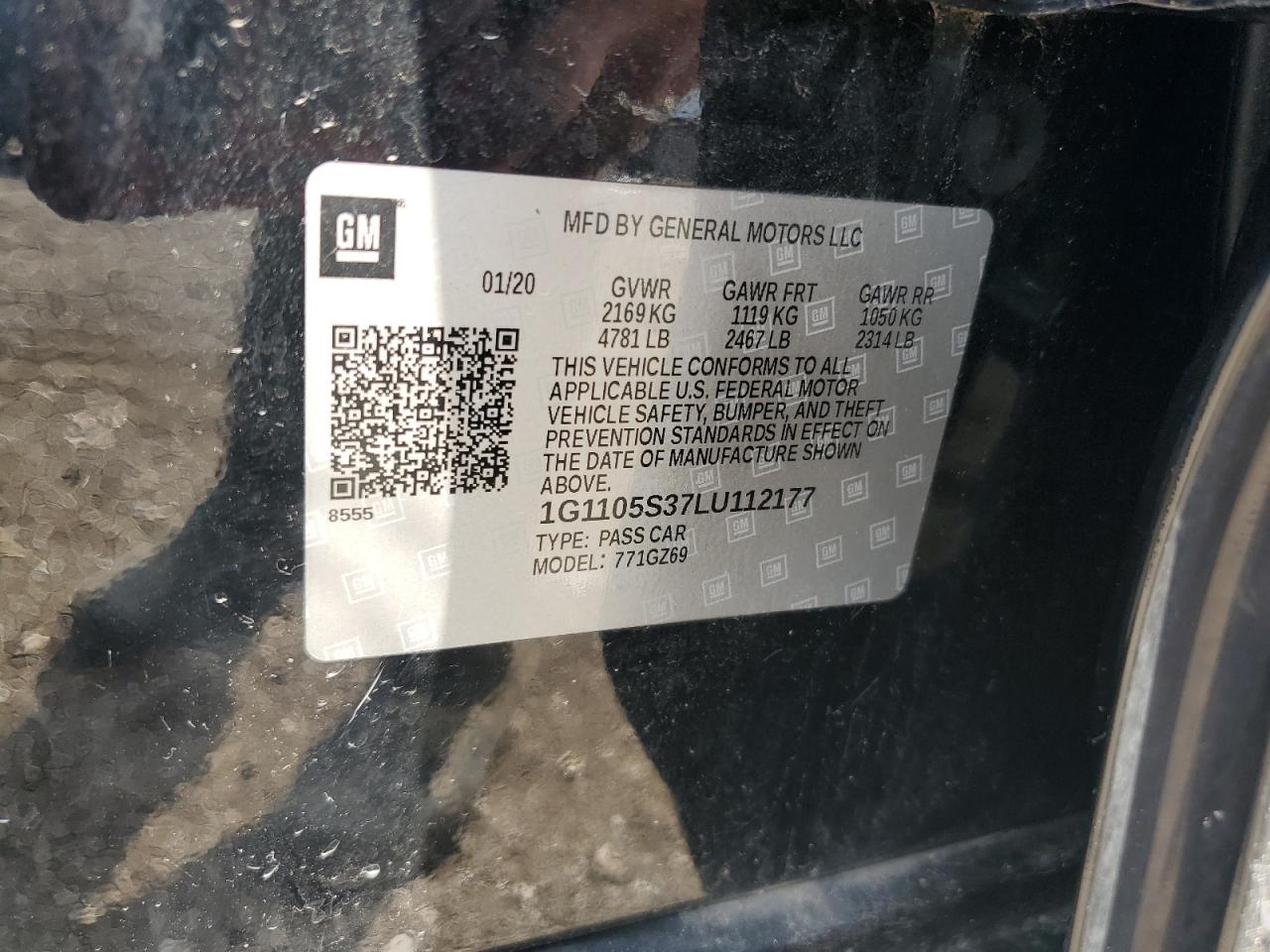 2020 Chevrolet Impala Premier VIN: 1G1105S37LU112177 Lot: 68134895