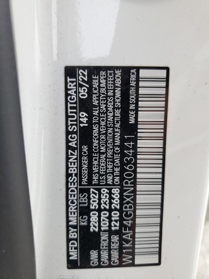 2022 Mercedes-Benz C 300 VIN: W1KAF4GBXNR063441 Lot: 70868035