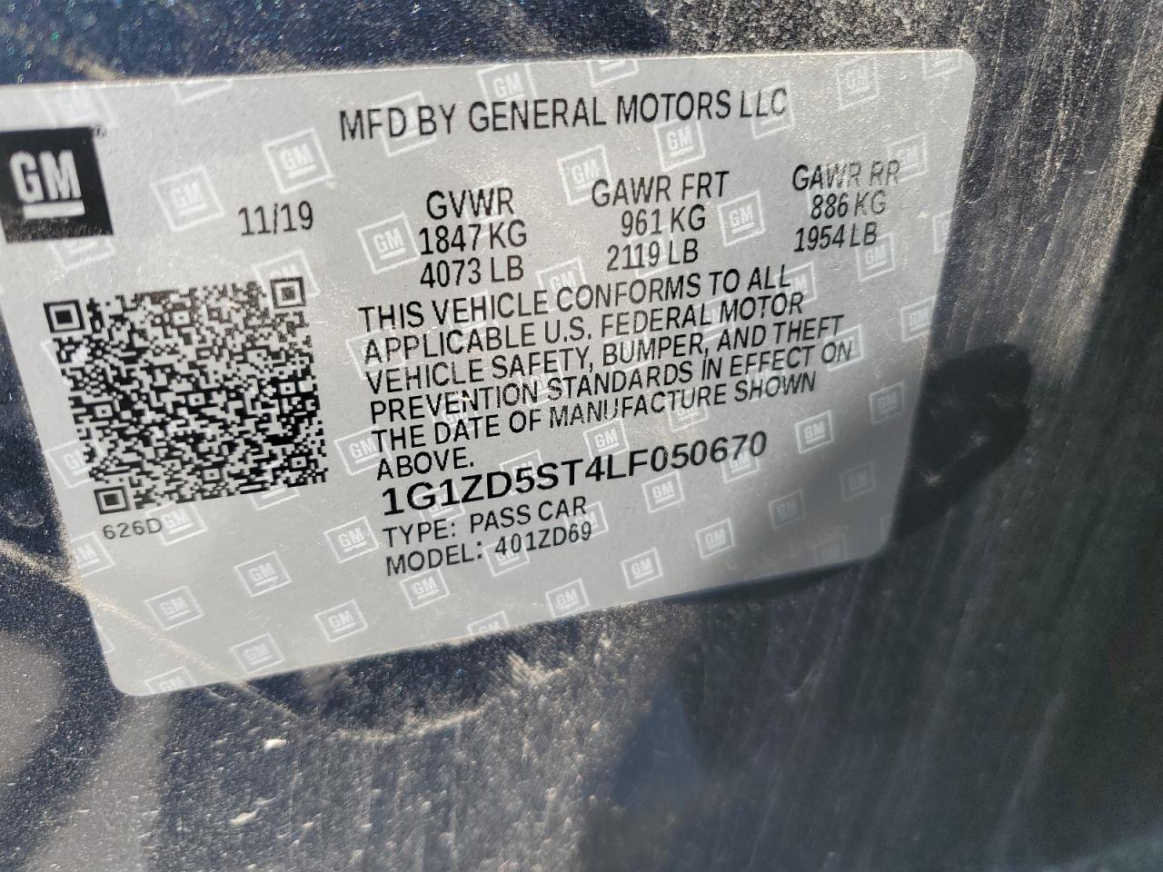 2020 Chevrolet Malibu Lt VIN: 1G1ZD5ST4LF050670 Lot: 68426685