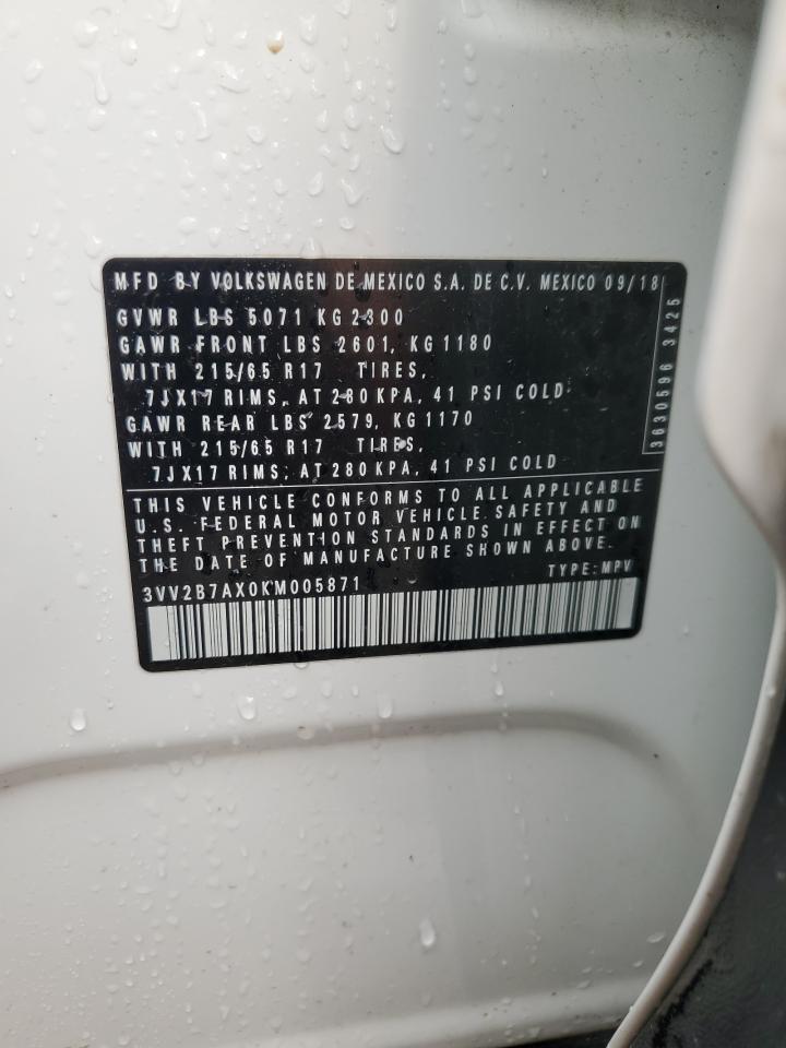 2019 Volkswagen Tiguan Se VIN: 3VV2B7AX0KM005871 Lot: 67401785