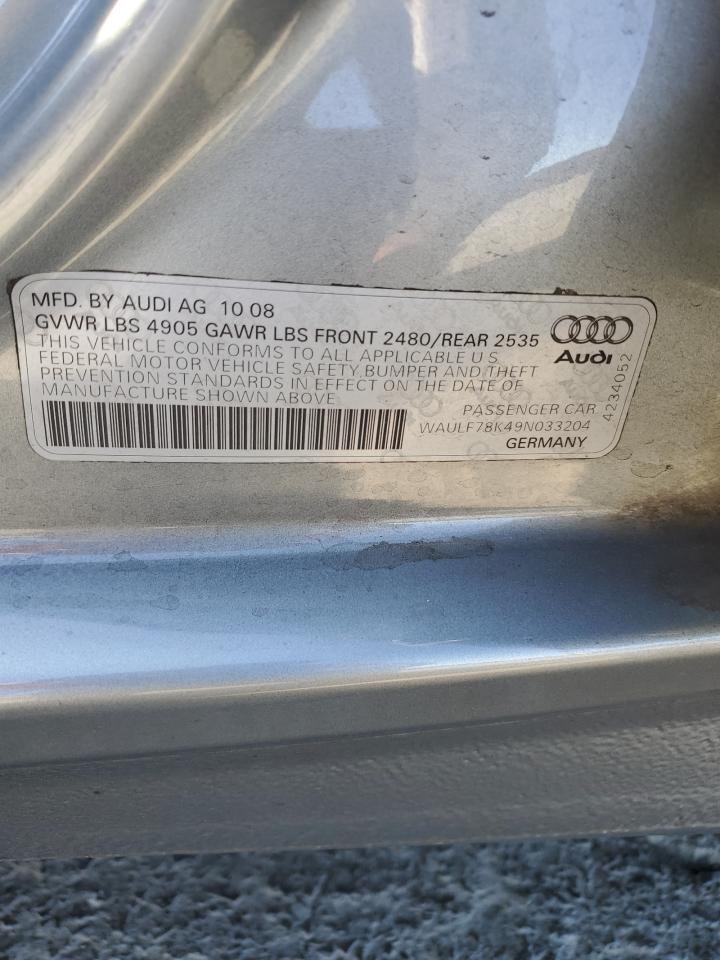 2009 Audi A4 2.0T Quattro VIN: WAULF78K49N033204 Lot: 68969915