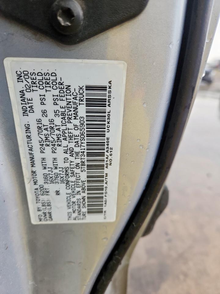 2000 Toyota Tundra Access Cab VIN: 5TBRT3417YS065903 Lot: 68700515