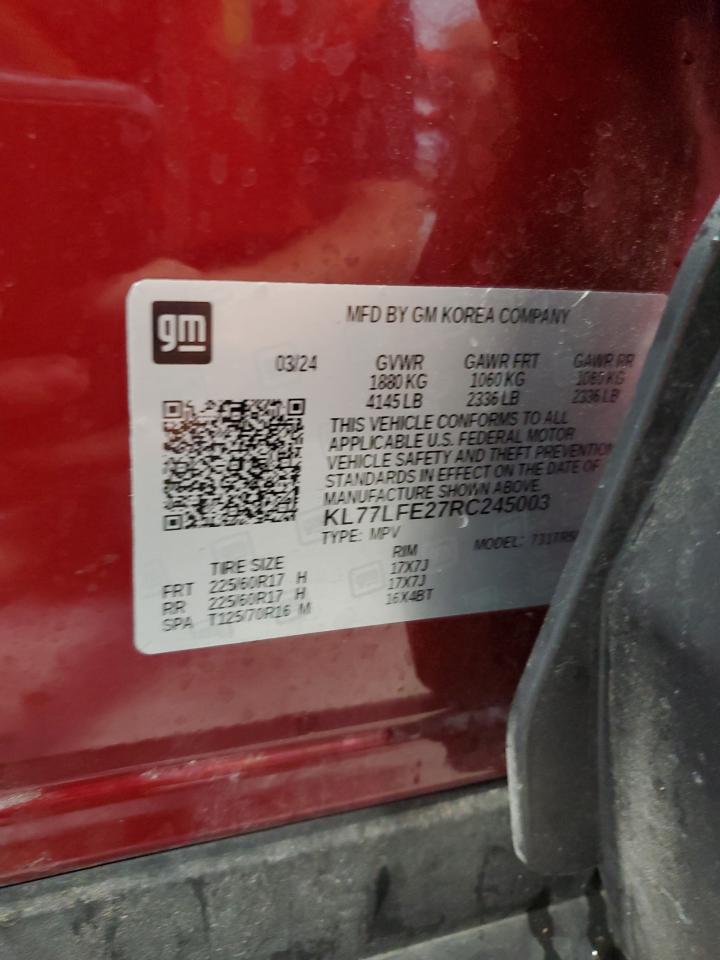 2024 Chevrolet Trax Ls VIN: KL77LFE27RC245003 Lot: 68111855