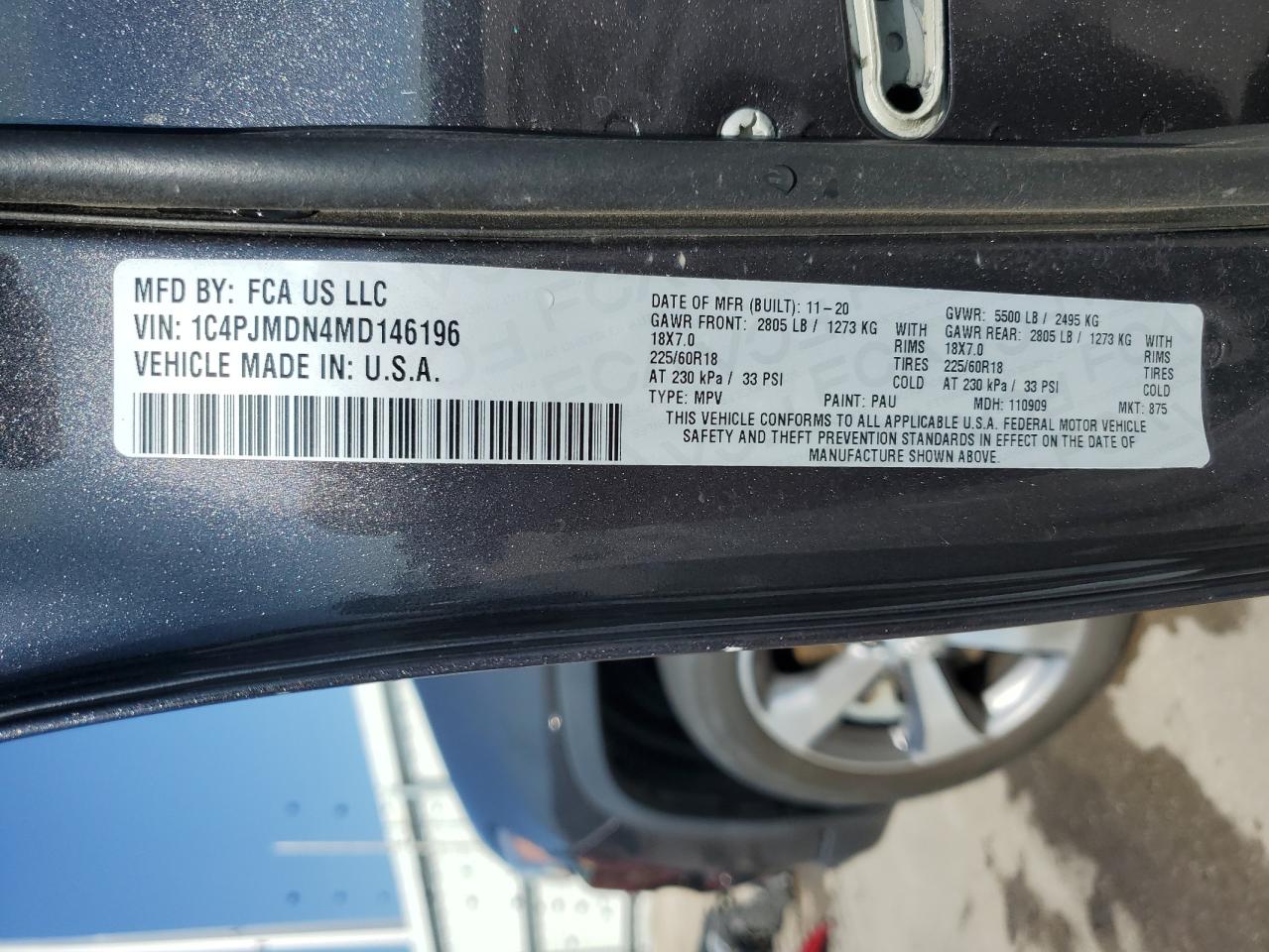 2021 Jeep Cherokee Limited VIN: 1C4PJMDN4MD146196 Lot: 67082125