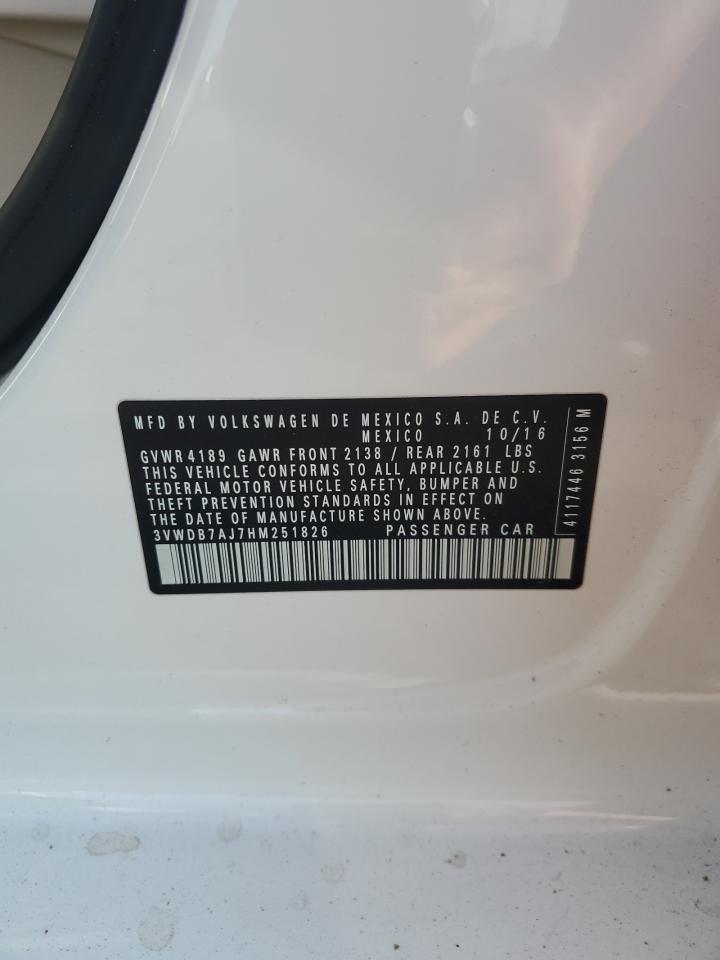 3VWDB7AJ7HM251826 2017 Volkswagen Jetta Se