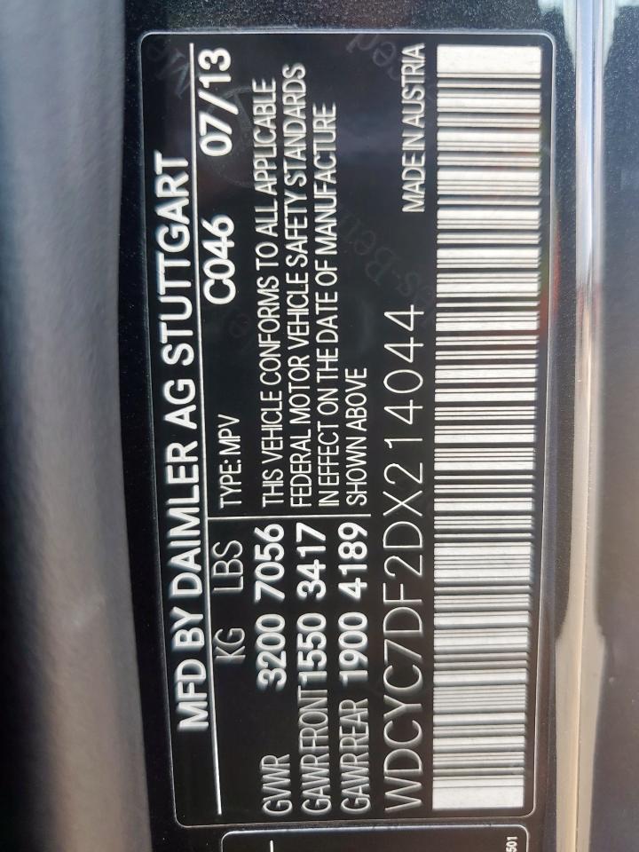 2013 Mercedes-Benz G 63 Amg VIN: WDCYC7DF2DX214044 Lot: 69231685