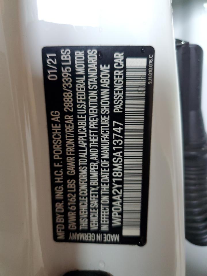 2021 Porsche Taycan VIN: WP0AA2Y18MSA13747 Lot: 70472915