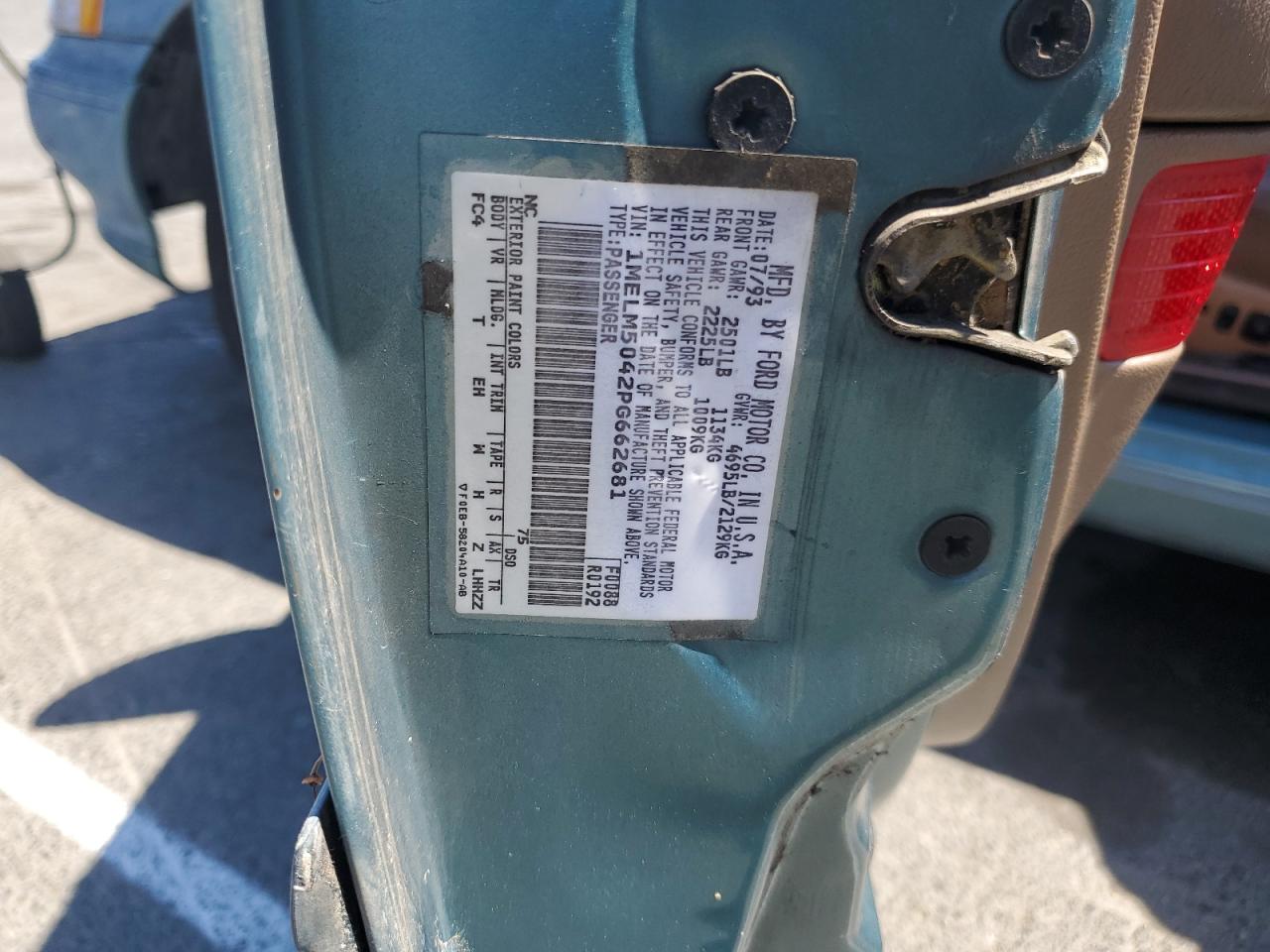 1993 Mercury Sable Gs VIN: 1MELM5042PG662681 Lot: 69703865