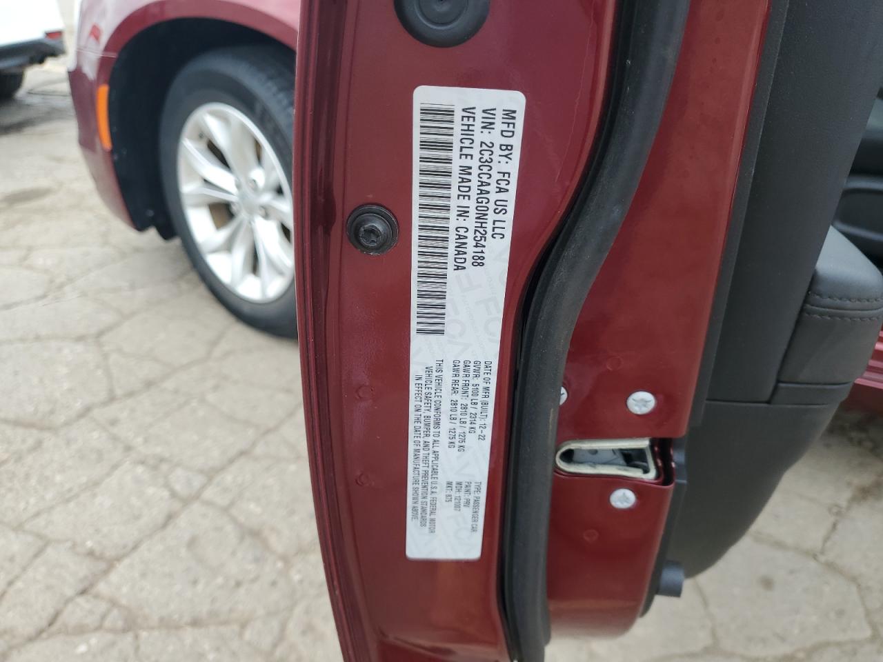 2022 Chrysler 300 Touring VIN: 2C3CCAAG0NH254188 Lot: 70547035