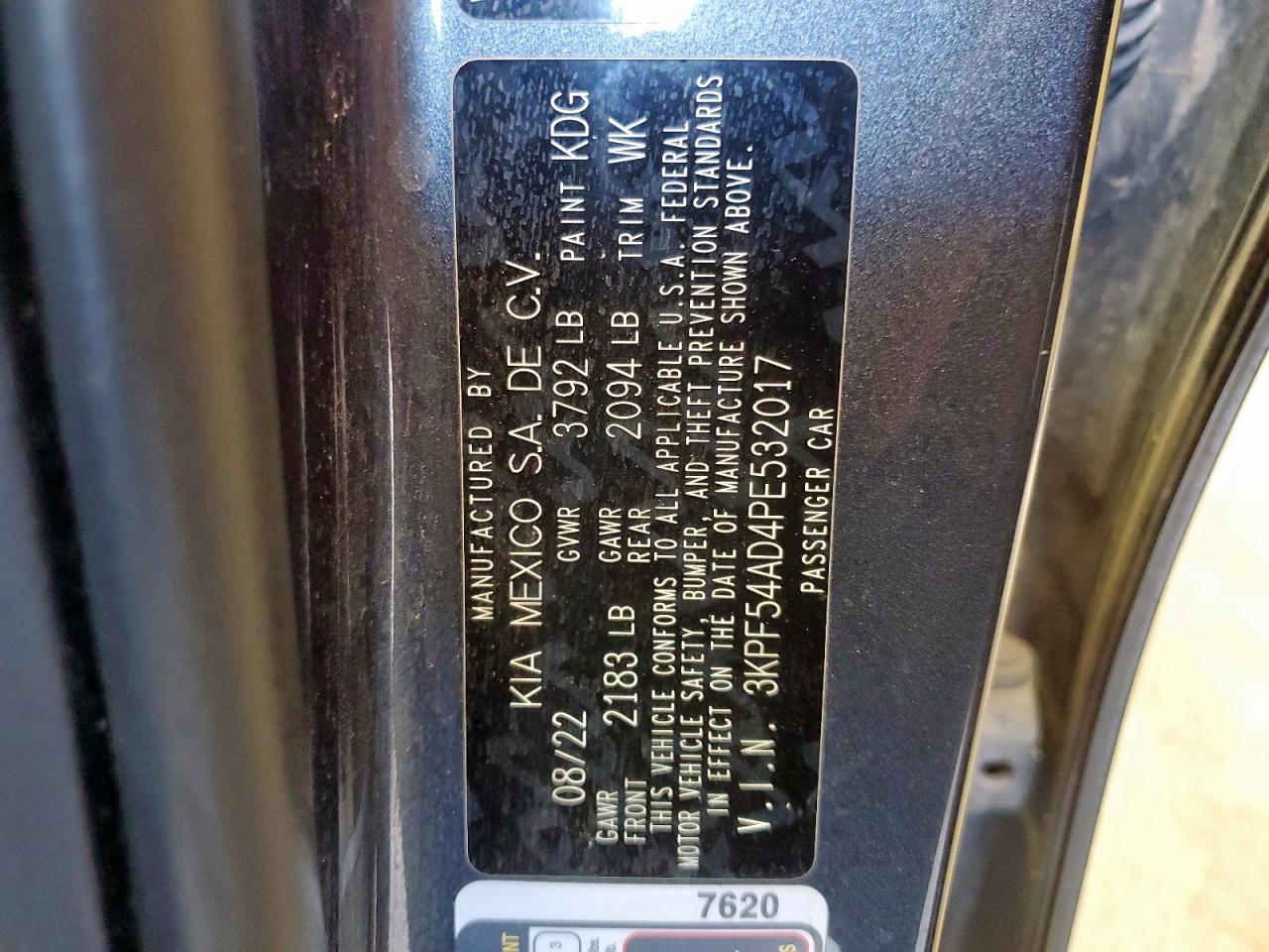 2023 Kia Forte Gt Line VIN: 3KPF54AD4PE532017 Lot: 68475185