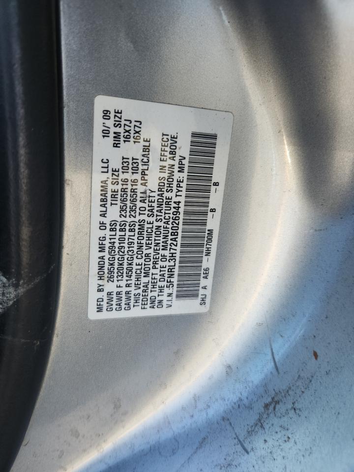 2010 Honda Odyssey Exl VIN: 5FNRL3H72AB026944 Lot: 70541615