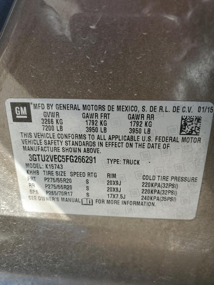 2015 GMC Sierra K1500 Slt VIN: 3GTU2VEC5FG266291 Lot: 68324495