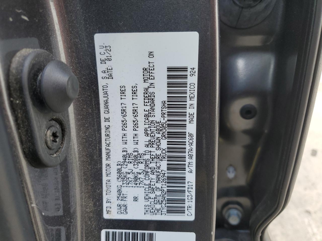 2023 Toyota Tacoma Double Cab VIN: 3TYCZ5AN2PT126947 Lot: 70491195