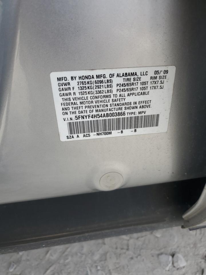 2010 Honda Pilot Exl VIN: 5FNYF4H54AB003866 Lot: 67953055